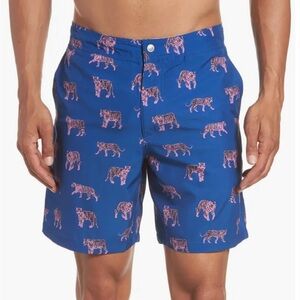 Bonobos Men's Blue Tiger Print Lined Swim Shorts